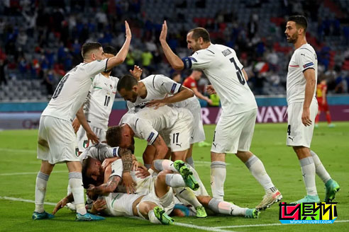 欧洲杯1/4决赛，意大利2-1击败比利时
，半决赛对阵西班牙