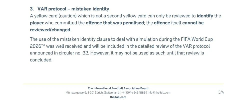 FIFA回应VAR介入"误认身份"：纠正假摔非失误，此决定恢复了赛场公正-第2张图片-世俱杯